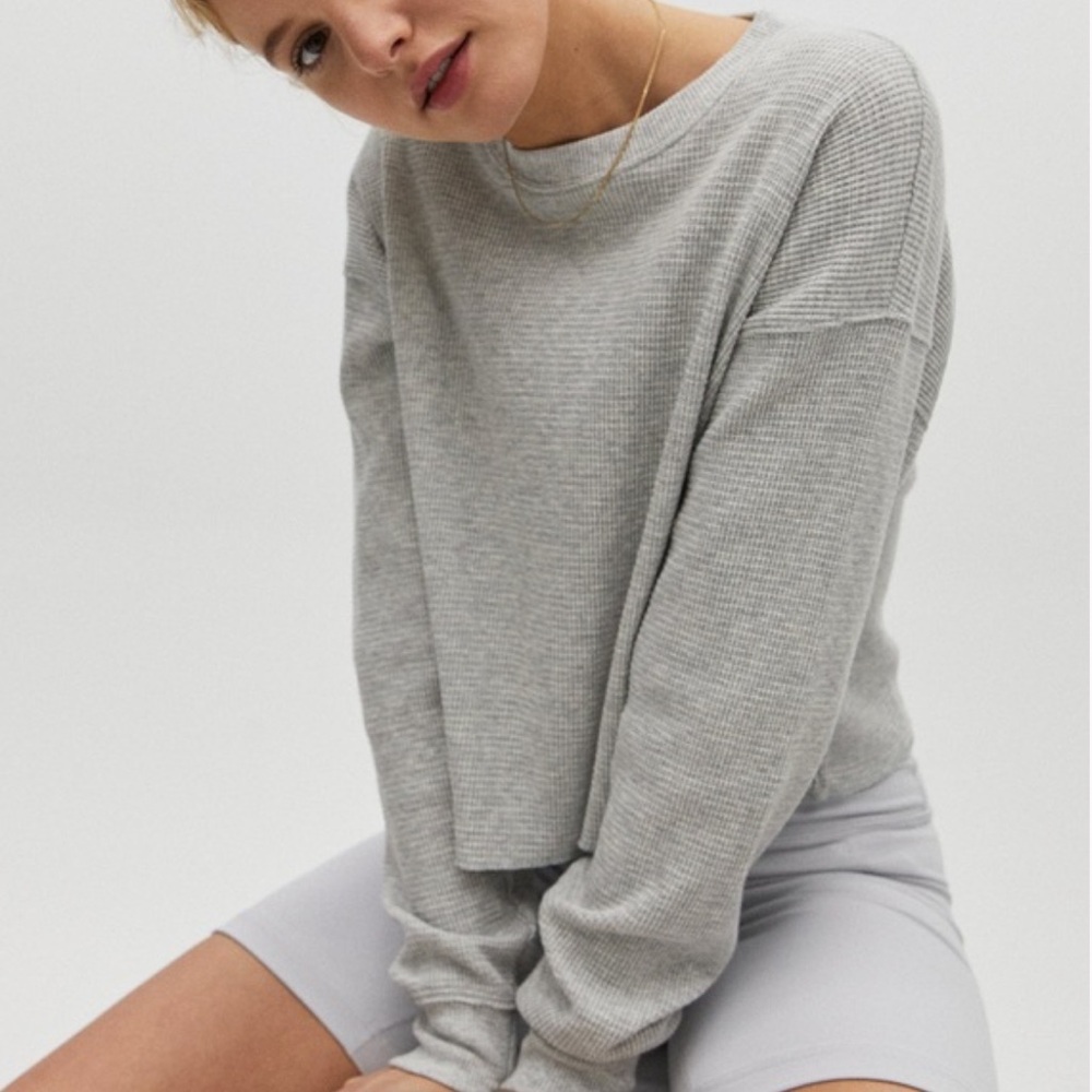 Aritzia TNA Alamo Waffle Long Sleeve Crop